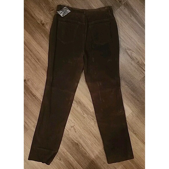 Territory By Sportables NWT Womens Leather Pants Brown 12 Straight MRP $145 - Picture 2 of 10